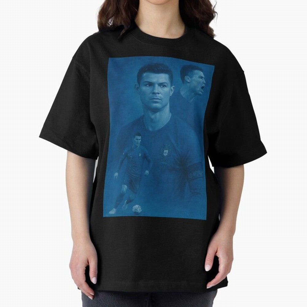 Blue Soccer Oversized T-Shirt Celebrate the Biggest Stage of FIFA World Cup 2026 Group Stage Built around Messi and Cristiano Ronaldo, Brazil Energy, Fan Favorite Moments, National Team Passion, Big Match Drama and Soccer History; Ideal for