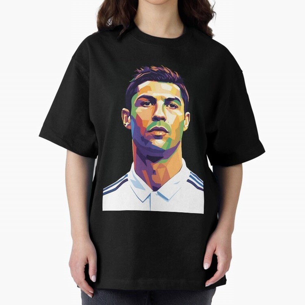Cristiano Ronaldo Wpap Art Oversized T-Shirt Back Your Heroes with FIFA World Cup 2026 Group Stage Connected to Haaland, Brazil Energy, Soccer Culture, Superstar Moments, National Team Dreams and Competitive Fire; Ideal for Fans Who Follow Messi,
