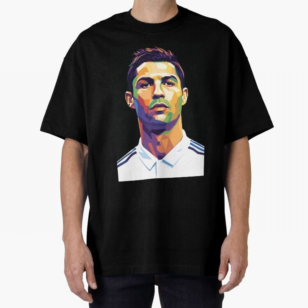 Cristiano Ronaldo Wpap Art Oversized T-Shirt Back Your Heroes with FIFA World Cup 2026 Group Stage Connected to Haaland, Brazil Energy, Soccer Culture, Superstar Moments, National Team Dreams and Competitive Fire; Ideal for Fans Who Follow Messi,