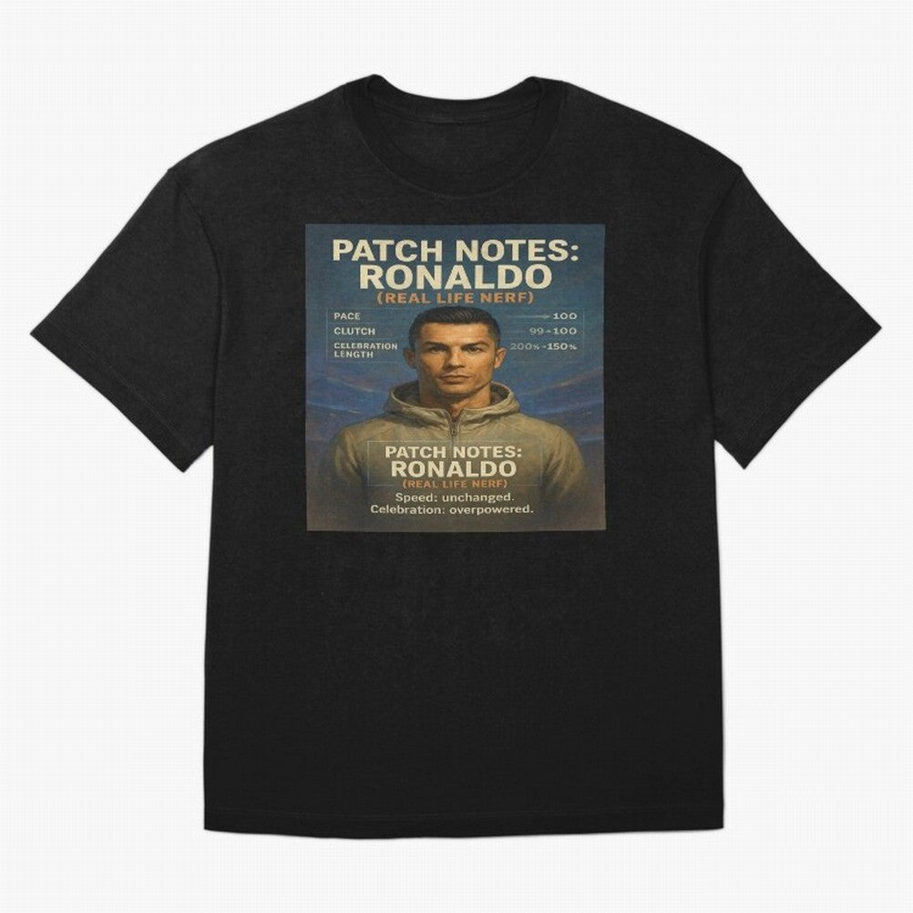 Patch Notes Cristiano Ronaldo ¡ª Real Life Nerf Football Gamer Oversized T-Shirt Celebrate the Magic of the FIFA World Cup 2026 Journey through Messi and Cristiano Ronaldo Highlights, Brazil Pride, Goal Celebration Energy, Supporter Heritage,