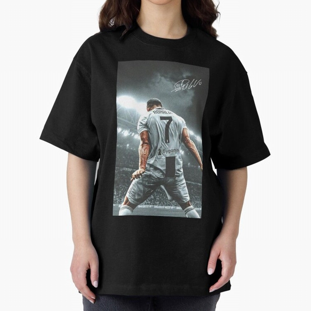 Cristiano Ronaldo Celebration Oversized T-Shirt Capture Stadium Memories from Global Football Passion for FIFA World Cup 2026, Inspired by Cristiano Ronaldo, Haaland and CR7, Argentina and Brazil, Tournament Hype, Historic Matchups, Family Viewing