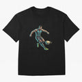 Cyberpunk Cristiano Ronaldo: Futuristic CR7 Kicking Glowing Soccer Ball Fan Art Oversized T-Shirt Capture Stadium Memories from the FIFA World Cup 2026 USA Canada Mexico Journey through Haaland and Mbappe Highlights, Germany Pride, Football
