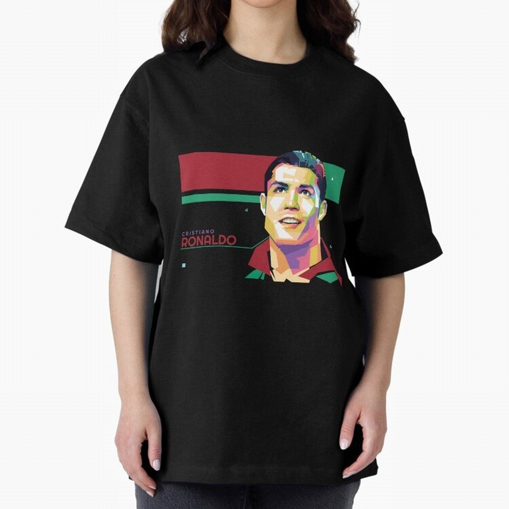 Cristiano Ronaldo ¨C Legendary Football Star & GOAT Artwork Oversized T-Shirt Keep the Match Day Mood of Global Football Passion for FIFA World Cup 2026, Built around Haaland and Mbappe, England and Germany, Championship Spirit, Famous Goals,
