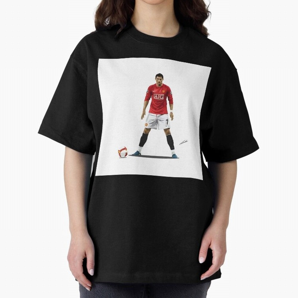 Cristiano Ronaldo CR7 Man Utd Oversized T-Shirt Follow the Final Road of FIFA World Cup 2026 USA Canada Mexico Centered on Messi, Neymar and Mbappe, Brazil, Portugal and Argentina Energy, Retro Football Energy, Iconic Rivalries, Trophy Chase Drama