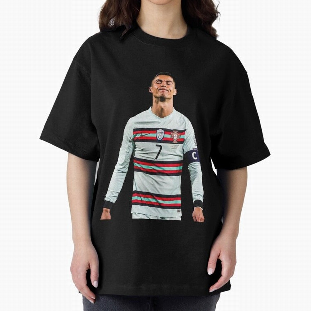 Cristiano Ronaldo Design Oversized T-Shirt Share Match Day Hype around FIFA World Cup 2026 USA Canada Mexico, Messi, Neymar and Mbappe, Argentina and Brazil, Sports Nostalgia, International Competition, Famous Players and Unforgettable Victories;