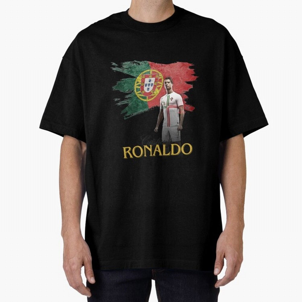 Cristiano Ronaldo - Portugal Flag Tribute (SIUUU!) Oversized T-Shirt Celebrate Golden Goal Energy in the FIFA World Cup 2026 USA Canada Mexico Journey through Mbappe and Neymar Highlights, England and Germany Pride, Supporter Pride, Iconic