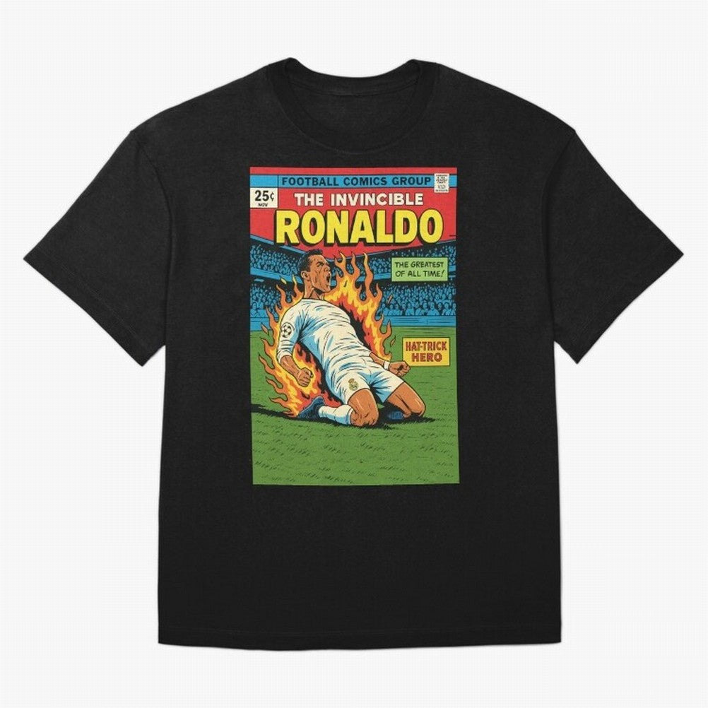CR7 Comic Oversized T-Shirt Show Fan Pride Across the FIFA World Cup 2026 USA Canada Mexico Journey through Messi and Cristiano Ronaldo Highlights, Spain Pride, Stadium Memories, Football Loyalty, International Chants and Championship Tradition;