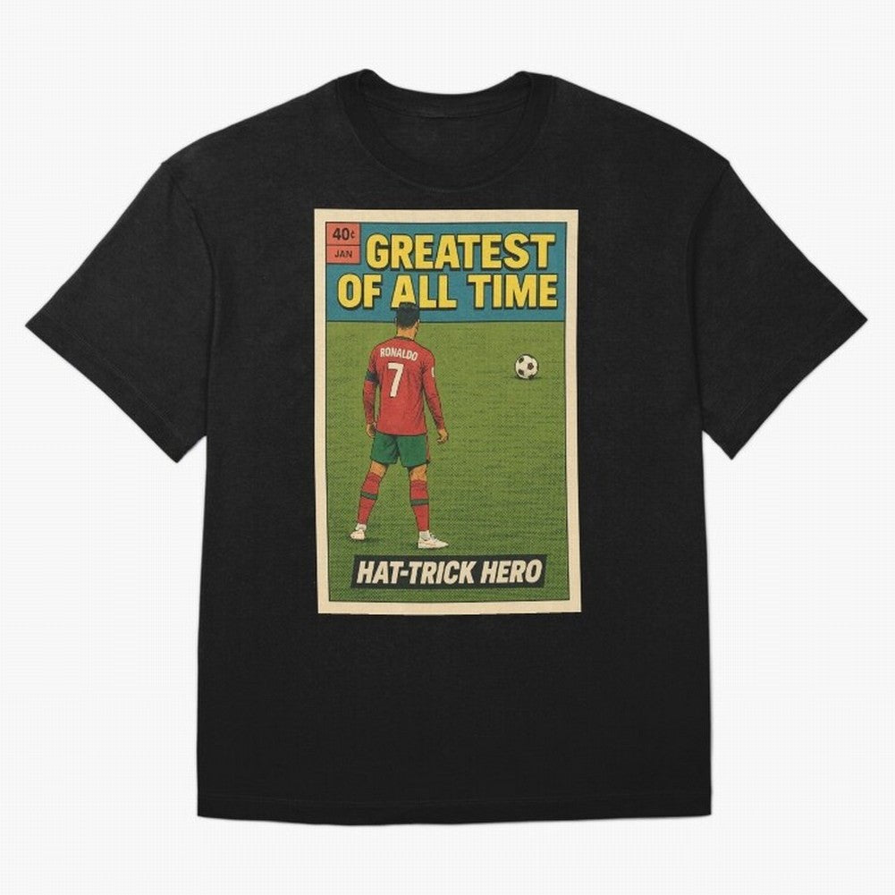 CR7 Comic Oversized T-Shirt Follow the FIFA World Cup 2026 USA Canada Mexico Journey through CR7 and Messi Highlights, England and Germany Pride, Worldwide Fan Energy, Dramatic Goals, Stadium Lights and Championship Celebrations; Made for