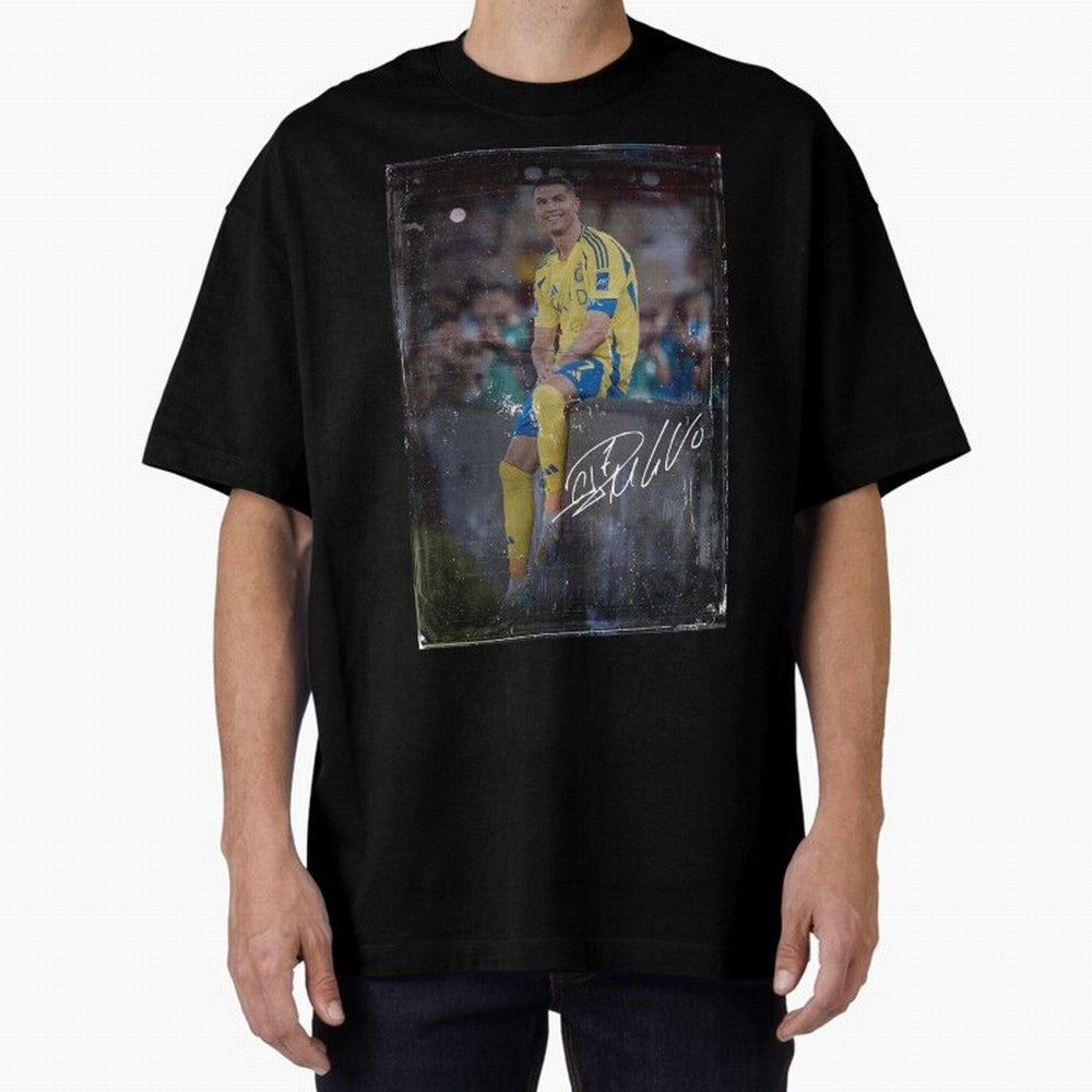 Cristiano Ronaldo Oversized T-Shirt Showcase the FIFA World Cup 2026 Group Stage Journey through Haaland and Mbappe Highlights, France and Portugal Pride, Champion Mindset, Group Stage Buzz, Knockout Tension and Passionate Fan Culture; Made for Die