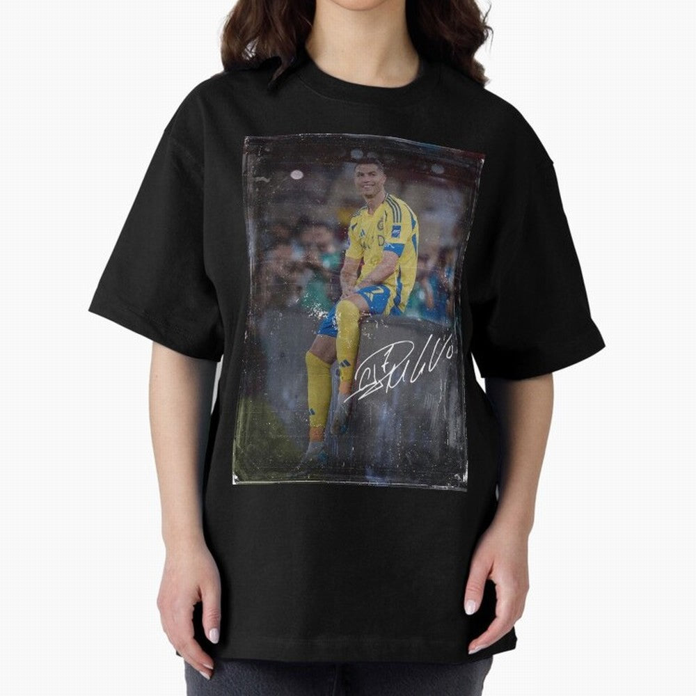 Cristiano Ronaldo Oversized T-Shirt Showcase the FIFA World Cup 2026 Group Stage Journey through Haaland and Mbappe Highlights, France and Portugal Pride, Champion Mindset, Group Stage Buzz, Knockout Tension and Passionate Fan Culture; Made for Die