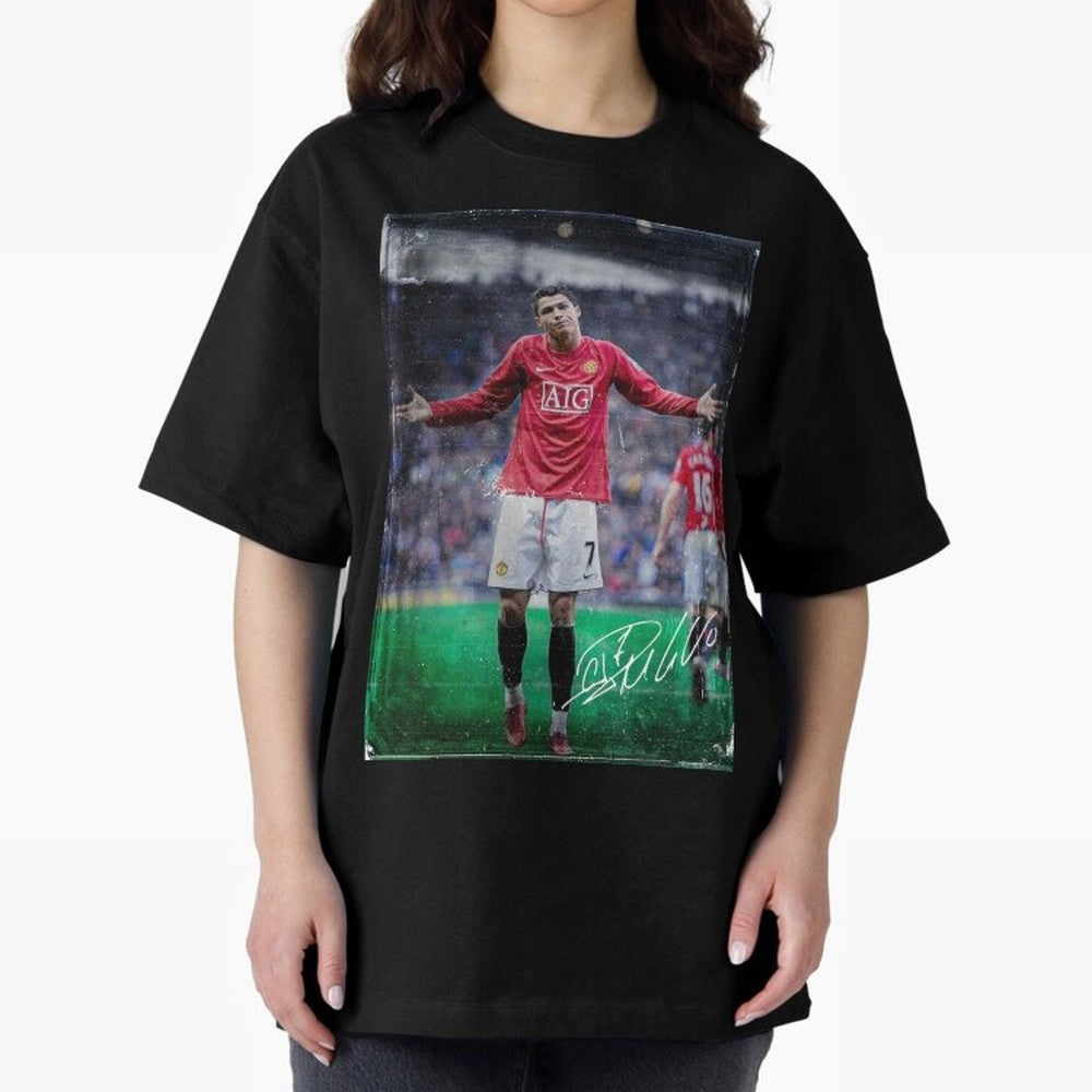 Cristiano Ronaldo Oversized T-Shirt Support the Legends of FIFA World Cup 2026 Group Stage for Fans of Neymar, Haaland and Cristiano Ronaldo and England and Germany, Bringing Vintage Soccer Flavor, Modern Football Stars, National Flags and Final