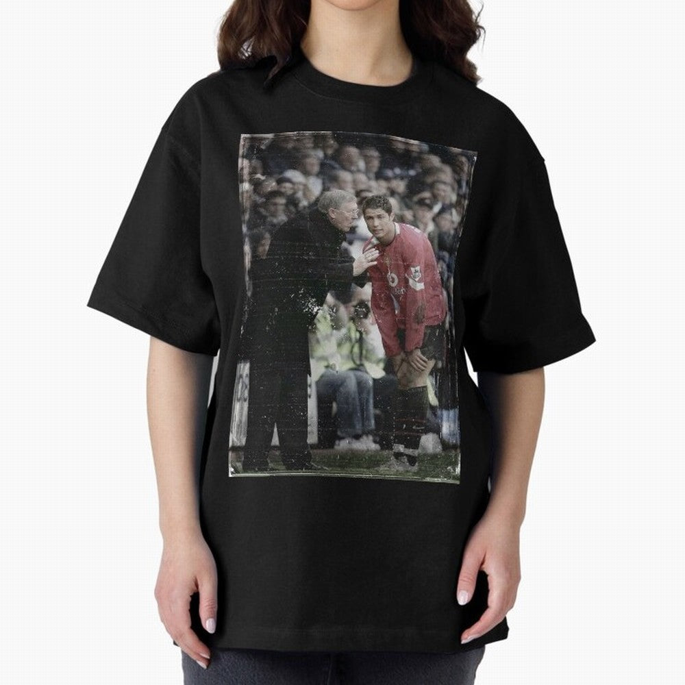 Sir Alex Ferguson and Cristiano Ronaldo Oversized T-Shirt Show Up for the Glory of the FIFA World Cup 2026 Group Stage Journey through Haaland and Mbappe Highlights, Argentina, France and Brazil Pride, Supporter Pride, Iconic Celebrations,
