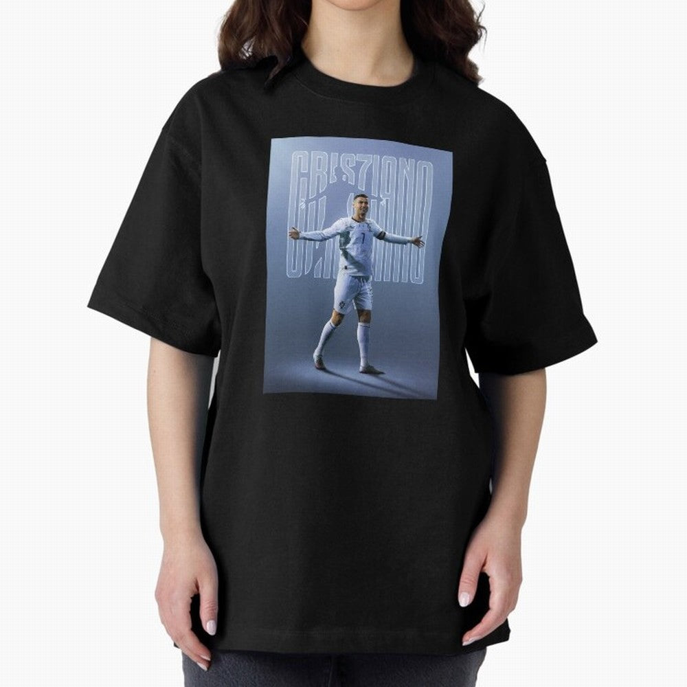 Football Royalty: Cristiano Ronaldo Oversized T-Shirt Carry the Dream of Global Football Passion for FIFA World Cup 2026, Centered on Messi, Neymar and Mbappe, Argentina and Brazil, Fan Favorite Moments, National Team Passion, Big Match Drama and