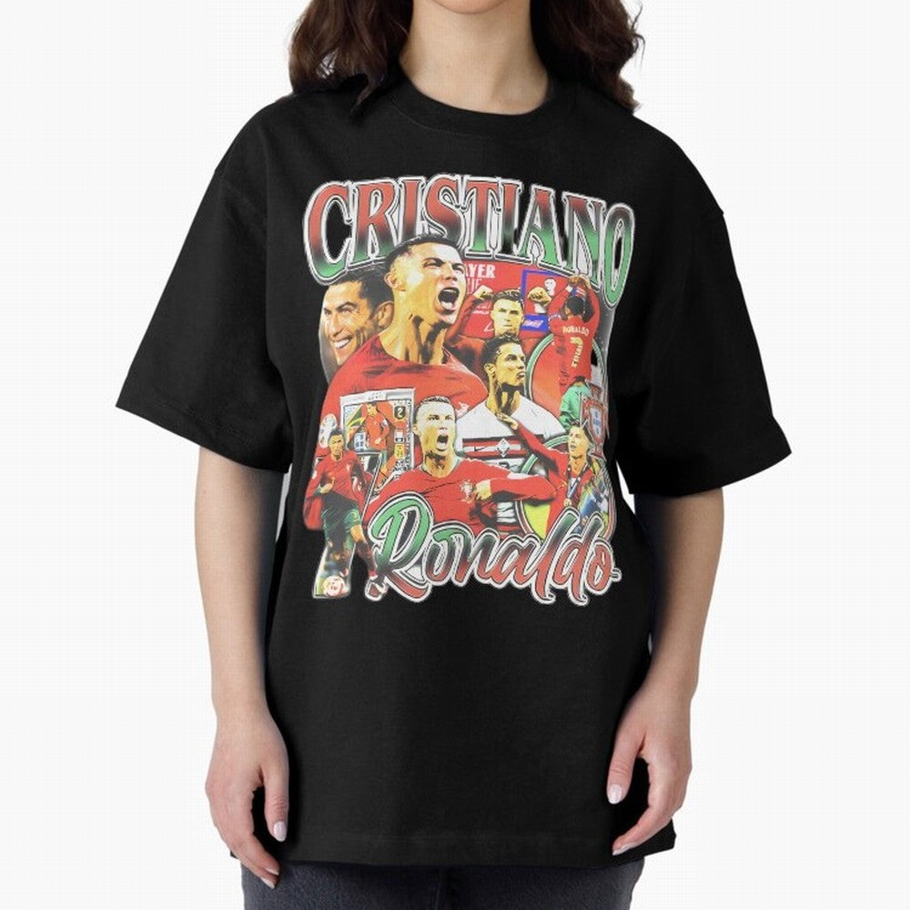 Cristiano Ronaldo Oversized T-Shirt Celebrate Football Dreams Across FIFA World Cup 2026 Group Stage Spirit, Built around Portugal, Messi and Cristiano Ronaldo, Vintage Soccer Flavor, Modern Football Stars, National Flags and Final Night Emotion;