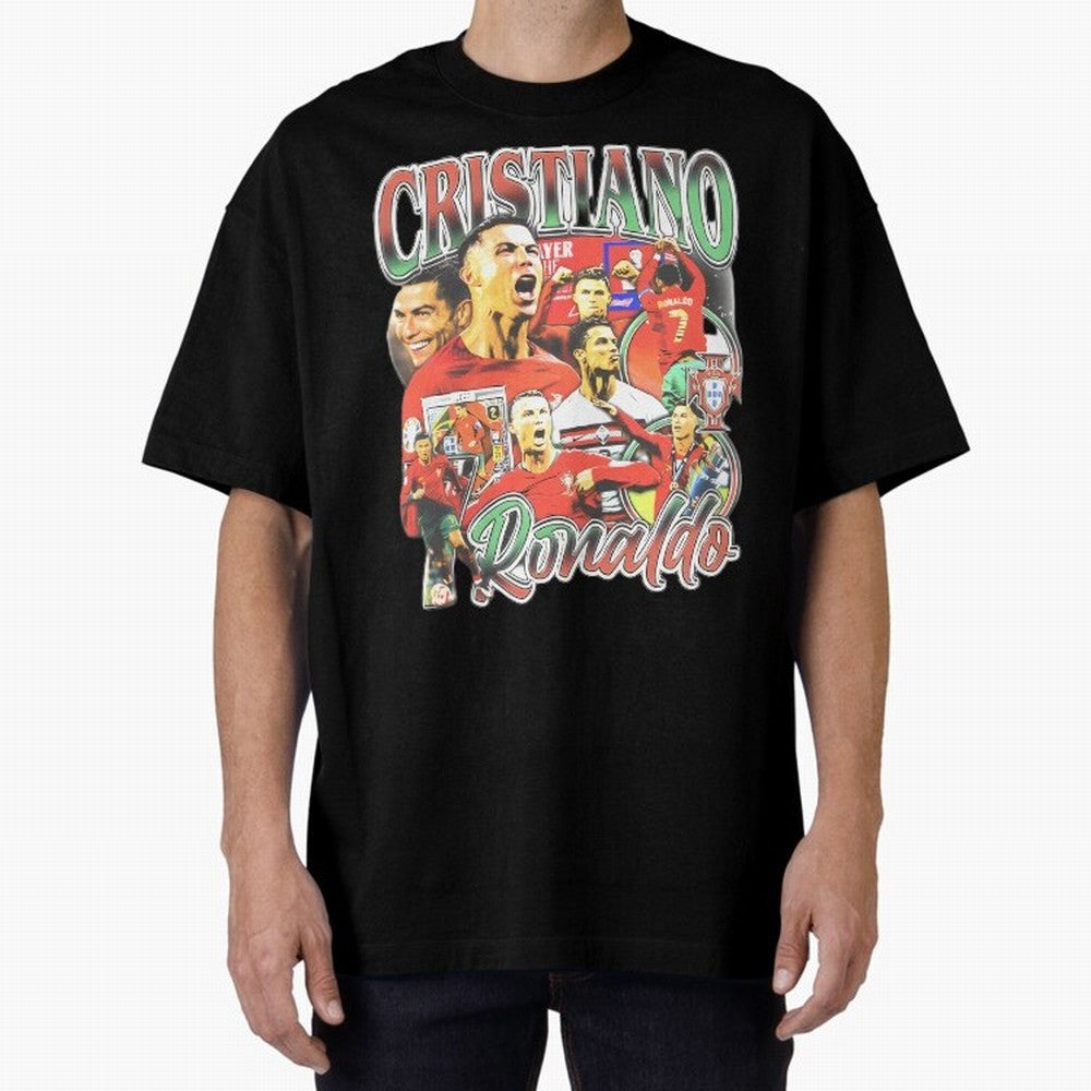 Cristiano Ronaldo Oversized T-Shirt Celebrate Football Dreams Across FIFA World Cup 2026 Group Stage Spirit, Built around Portugal, Messi and Cristiano Ronaldo, Vintage Soccer Flavor, Modern Football Stars, National Flags and Final Night Emotion;
