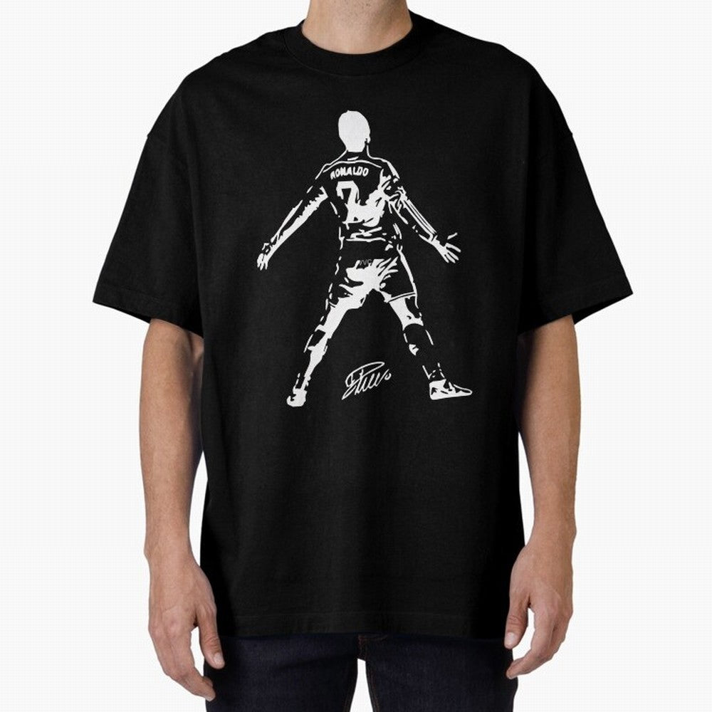 Retro Football Player Celebration Silhouette Artwork For Men And Gift For Soccer Fans Oversized T-Shirt Celebrate Global Passion for FIFA World Cup 2026 Group Stage Built around Haaland and Mbappe, Spain Energy, Stadium Chants, National Pride,