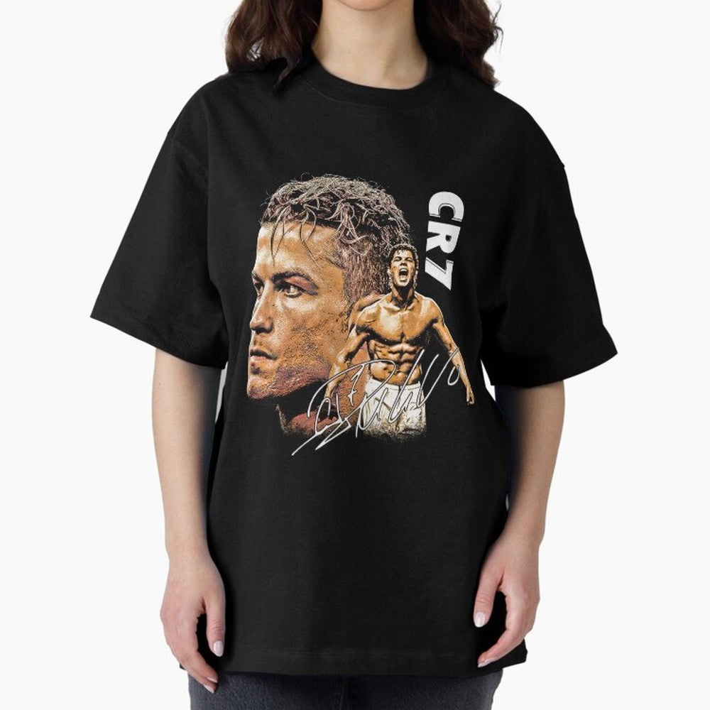 Retro Football Legend Poster Illustration For Men And Gift For Soccer Fans Oversized T-Shirt Show Up for the Glory of FIFA World Cup 2026 for Fans of Messi and Cristiano Ronaldo and Brazil, Bringing Sports Nostalgia, International Competition,