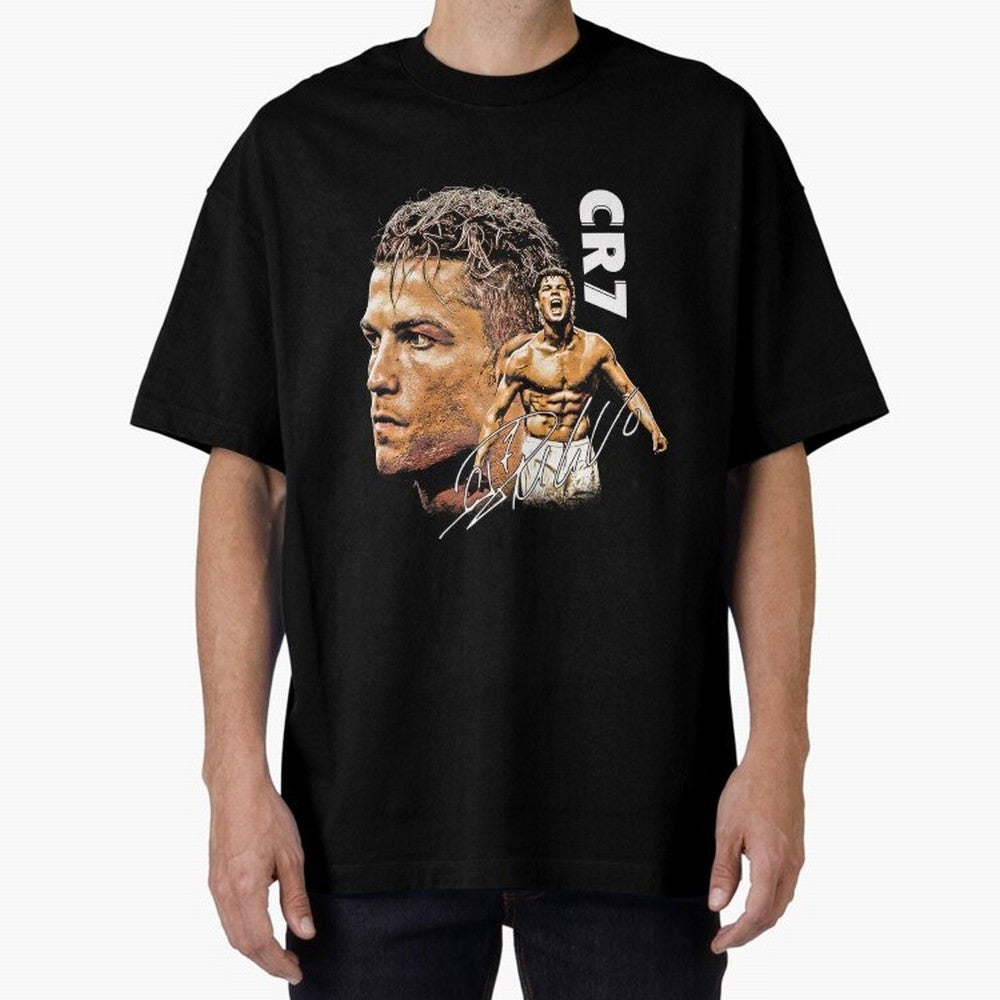 Retro Football Legend Poster Illustration For Men And Gift For Soccer Fans Oversized T-Shirt Show Up for the Glory of FIFA World Cup 2026 for Fans of Messi and Cristiano Ronaldo and Brazil, Bringing Sports Nostalgia, International Competition,