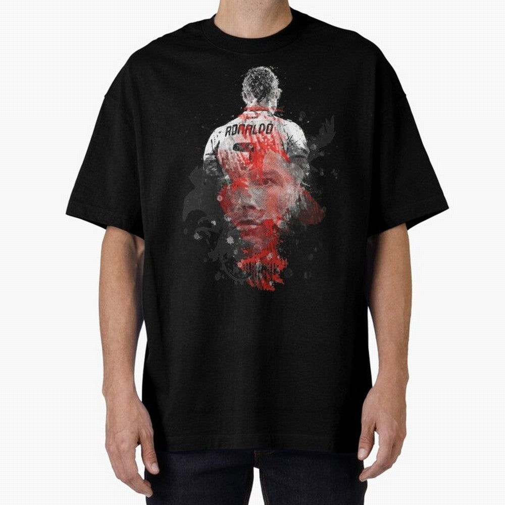 Abstract Football Player Portrait Retro Poster Art For Men, Gift For Soccer Fans Oversized T-Shirt Show Love for Legendary Goals in FIFA World Cup 2026 Highlighting Neymar, England Energy, Football Festival Excitement, Trophy Ambitions, Country