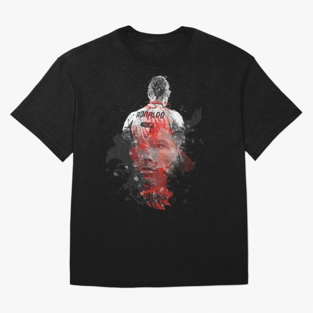 Abstract Football Player Portrait Retro Poster Art For Men, Gift For Soccer Fans Oversized T-Shirt Show Love for Legendary Goals in FIFA World Cup 2026 Highlighting Neymar, England Energy, Football Festival Excitement, Trophy Ambitions, Country
