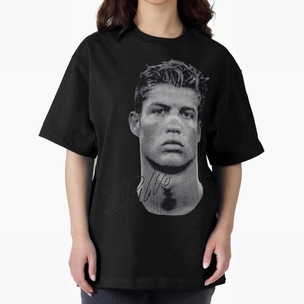 Retro Football Legend Portrait Illustration For Men And Gift For Soccer Fans Oversized T-Shirt Celebrate the Biggest Stage of the FIFA World Cup 2026 USA Canada Mexico Journey through Mbappe and Neymar Highlights, Portugal Pride, Championship