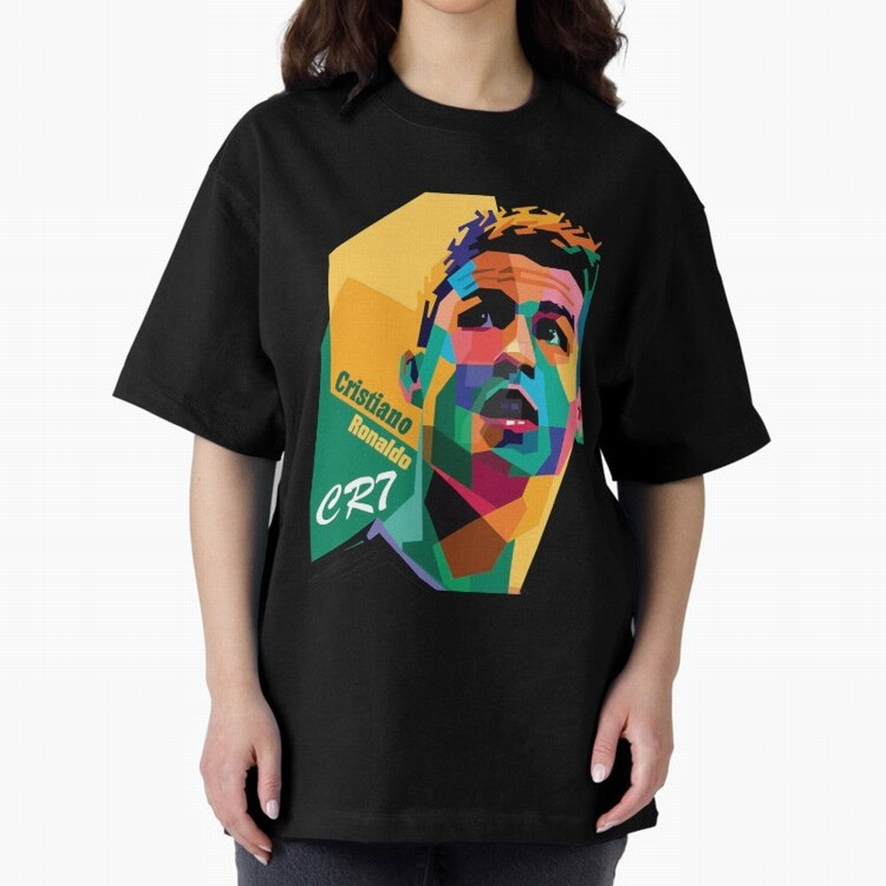 CR7 Pop Art Cristiano Ronaldo Design For Football Fans Gift For Soccer Lovers Oversized T-Shirt Remember Iconic Moments from Global Football Passion for FIFA World Cup 2026 USA Canada Mexico, Built around Haaland, England, Game Day Rituals,