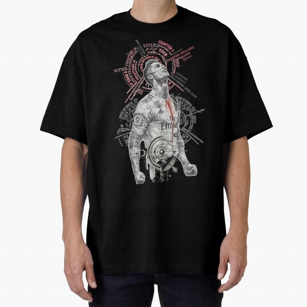 Cristiano Ronaldo Football Playmaker Oversized T-Shirt Support Iconic Players in Global Football Passion for FIFA World Cup 2026 Group Stage, Inspired by CR7, Germany, Match Day Excitement, Supporter Culture, Golden Goals and Global Football