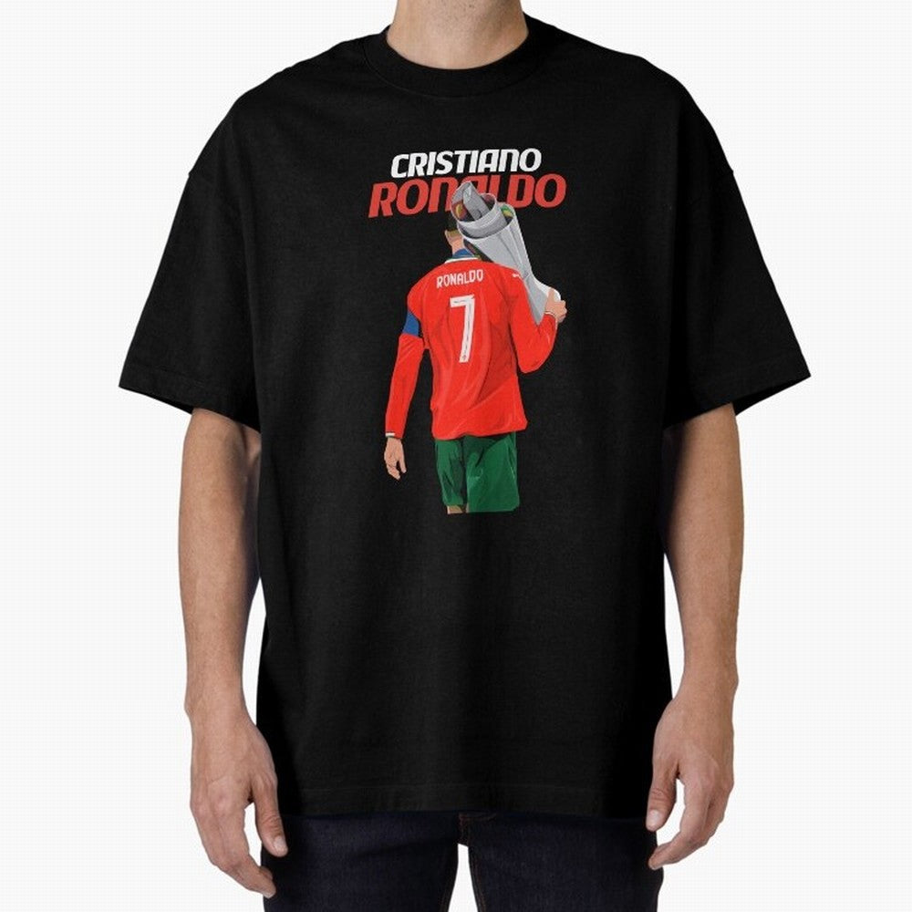 Cristiano Ronaldo Win Oversized T-Shirt Celebrate FIFA World Cup 2026 USA Canada Mexico Driven by Haaland, Germany Energy, Worldwide Fan Energy, Dramatic Goals, Stadium Lights and Championship Celebrations; Great for Supporters Who Love Legendary