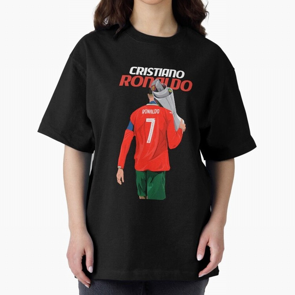 Cristiano Ronaldo Win Oversized T-Shirt Celebrate FIFA World Cup 2026 USA Canada Mexico Driven by Haaland, Germany Energy, Worldwide Fan Energy, Dramatic Goals, Stadium Lights and Championship Celebrations; Great for Supporters Who Love Legendary