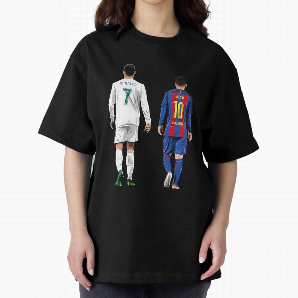 Cristiano Ronaldo & Messi vector Oversized T-Shirt Capture Stadium Memories from FIFA World Cup 2026 USA Canada Mexico for Fans of Messi, Neymar and Mbappe and Germany, Bringing Global Supporter Spirit, Legendary Goals, National Colors and