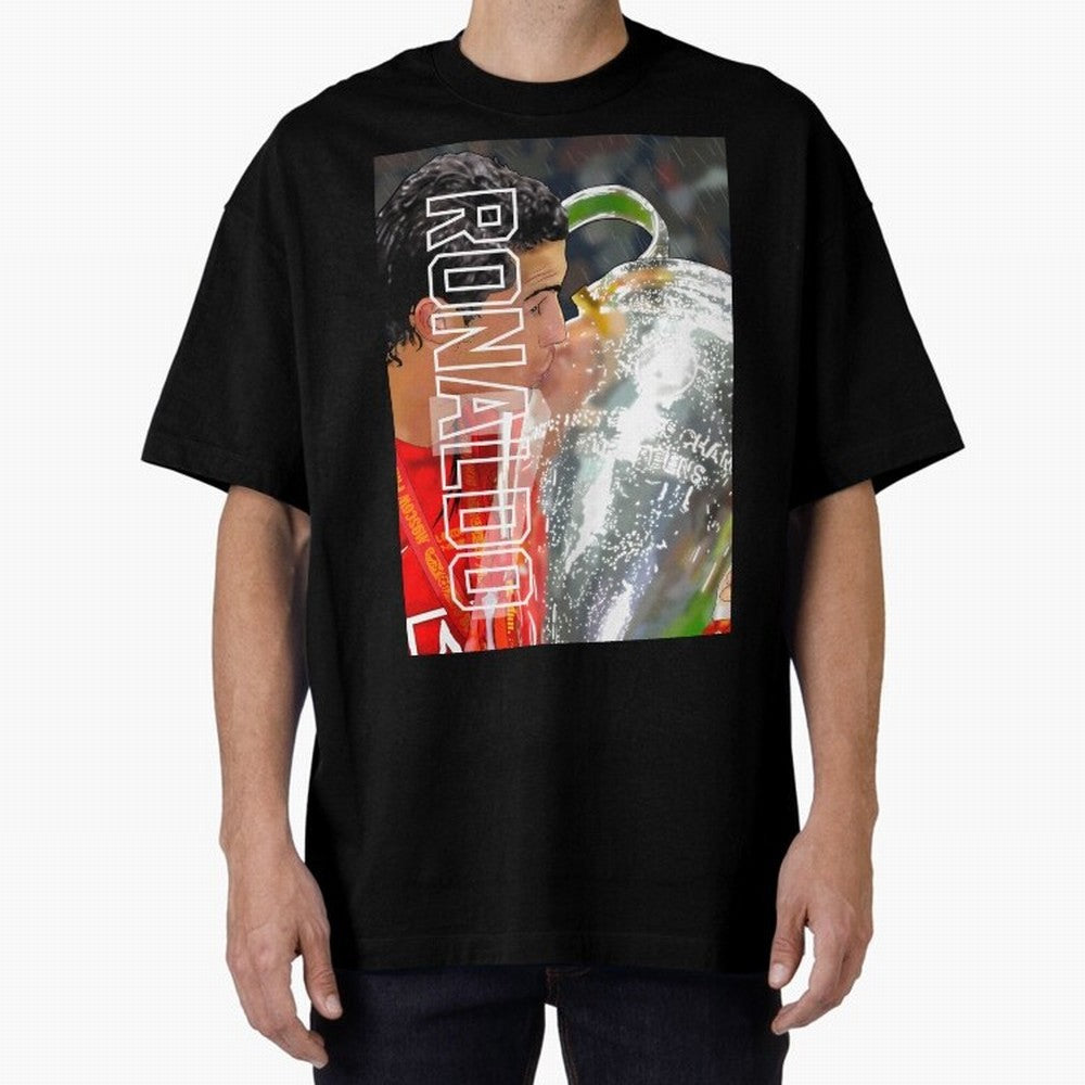 Cristiano Ronaldo ¨C 2008 Manchester United Champions League Glory Artwork by GrizzlyGFX Oversized T-Shirt Mark Global Football Passion for FIFA World Cup 2026 USA Canada Mexico, Made for Neymar, Haaland and Cristiano Ronaldo, Argentina, Football