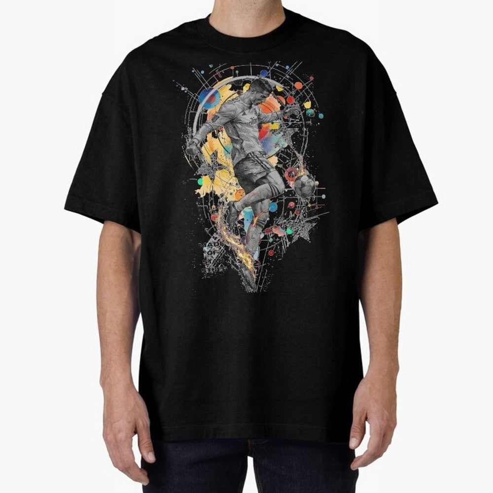 Cristiano Ronaldo Football Playmaker Oversized T-Shirt Create Global Football Passion for FIFA World Cup 2026 USA Canada Mexico, Highlighting Cristiano Ronaldo, France and Portugal, Retro Football Energy, Iconic Rivalries, Trophy Chase Drama and