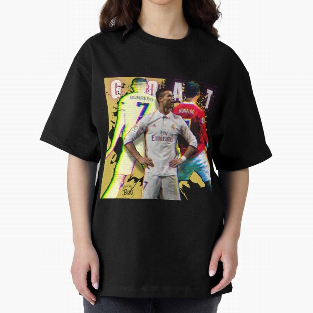 Cristiano Ronaldo ¨C The GOAT Era Tribute Oversized T-Shirt Bring Retro Soccer Energy to FIFA World Cup 2026 Group Stage Spirit, Driven by Portugal, Spain and Germany, Haaland and Mbappe, Football History, Final Match Energy, Crowd Noise and Once