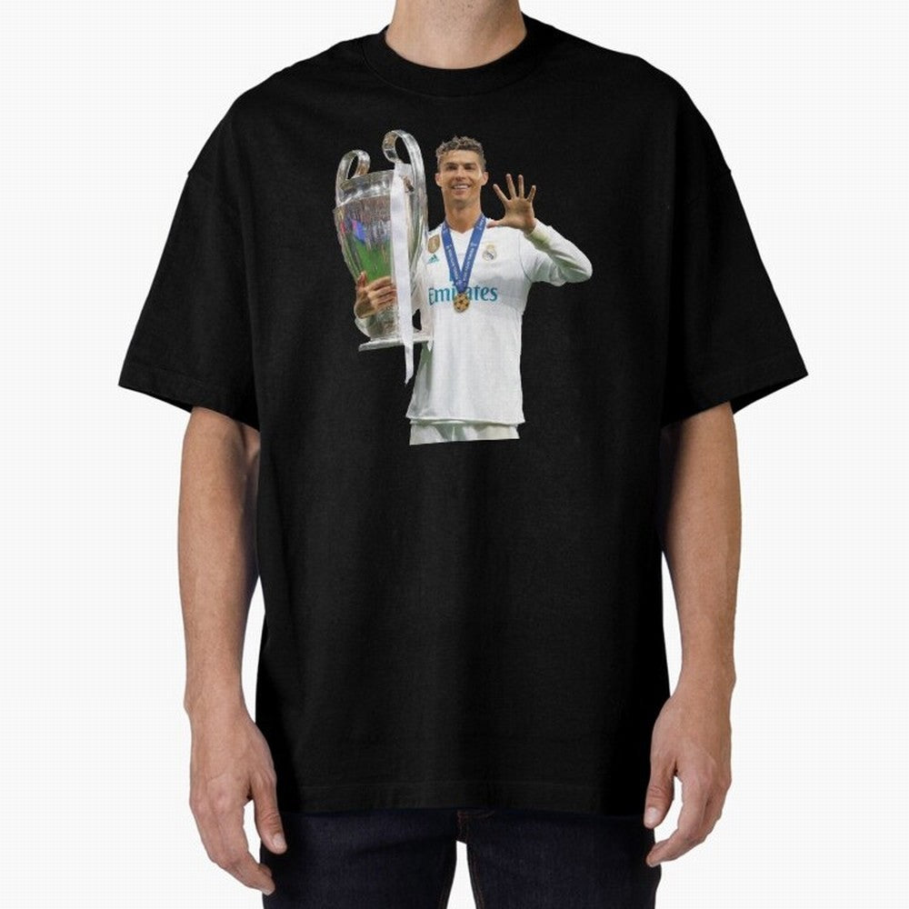 Cristiano Ronaldo with the cup Oversized T-Shirt Represent the Passion of FIFA World Cup 2026 Group Stage for Fans of Mbappe and France and Portugal, Bringing Goal Celebration Energy, Supporter Heritage, Football Icons and Worldwide Tournament Joy;
