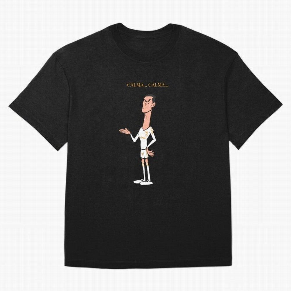 Cristiano Ronaldo ¨C Calma Calma Shirt Celebration (Cartoon) Oversized T-Shirt Mark FIFA World Cup 2026 Group Stage Spirit, Connected to Argentina and Brazil, Haaland, Fan Favorite Moments, National Team Passion, Big Match Drama and Soccer History;