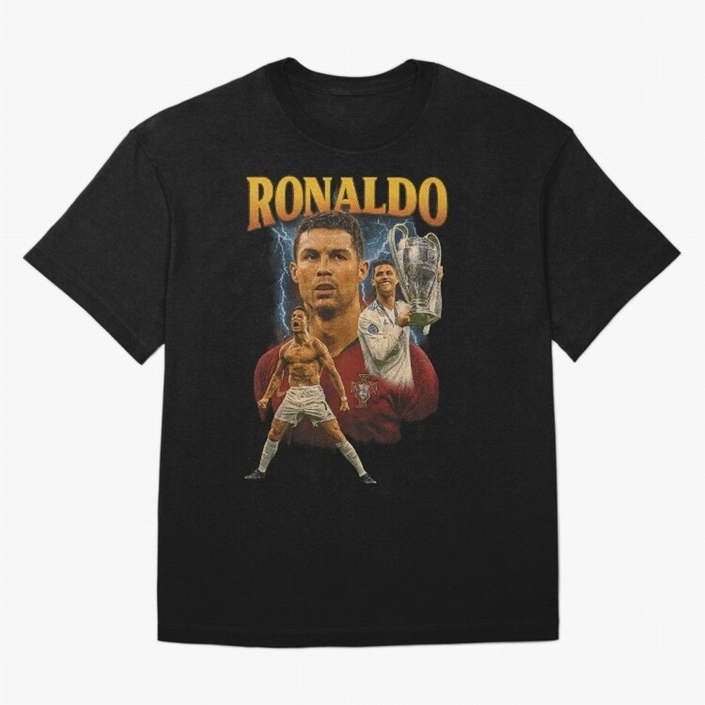 Cristiano Ronaldo CR7 Retro clothing | Vintage Football Legend Oversized T-Shirt Carry the Dream of Global Football Passion for FIFA World Cup 2026, Centered on Messi, Neymar and Mbappe, Argentina and Brazil, Fan Favorite Moments, National Team