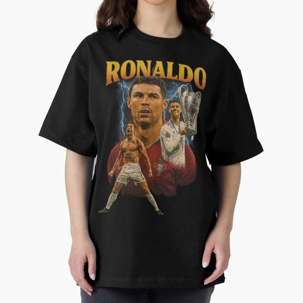 Cristiano Ronaldo CR7 Retro clothing | Vintage Football Legend Oversized T-Shirt Carry the Dream of Global Football Passion for FIFA World Cup 2026, Centered on Messi, Neymar and Mbappe, Argentina and Brazil, Fan Favorite Moments, National Team