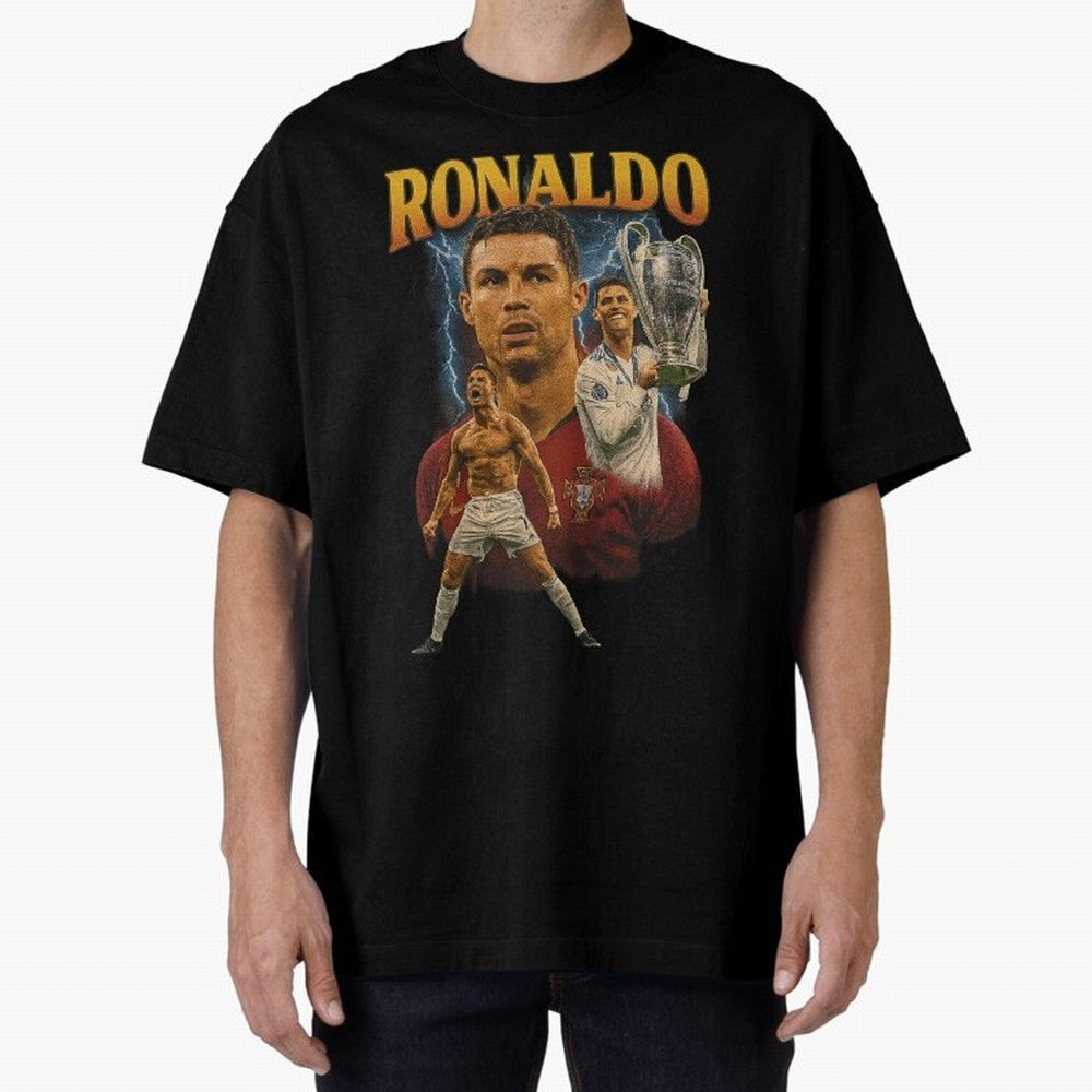 Cristiano Ronaldo CR7 Retro clothing | Vintage Football Legend Oversized T-Shirt Carry the Dream of Global Football Passion for FIFA World Cup 2026, Centered on Messi, Neymar and Mbappe, Argentina and Brazil, Fan Favorite Moments, National Team