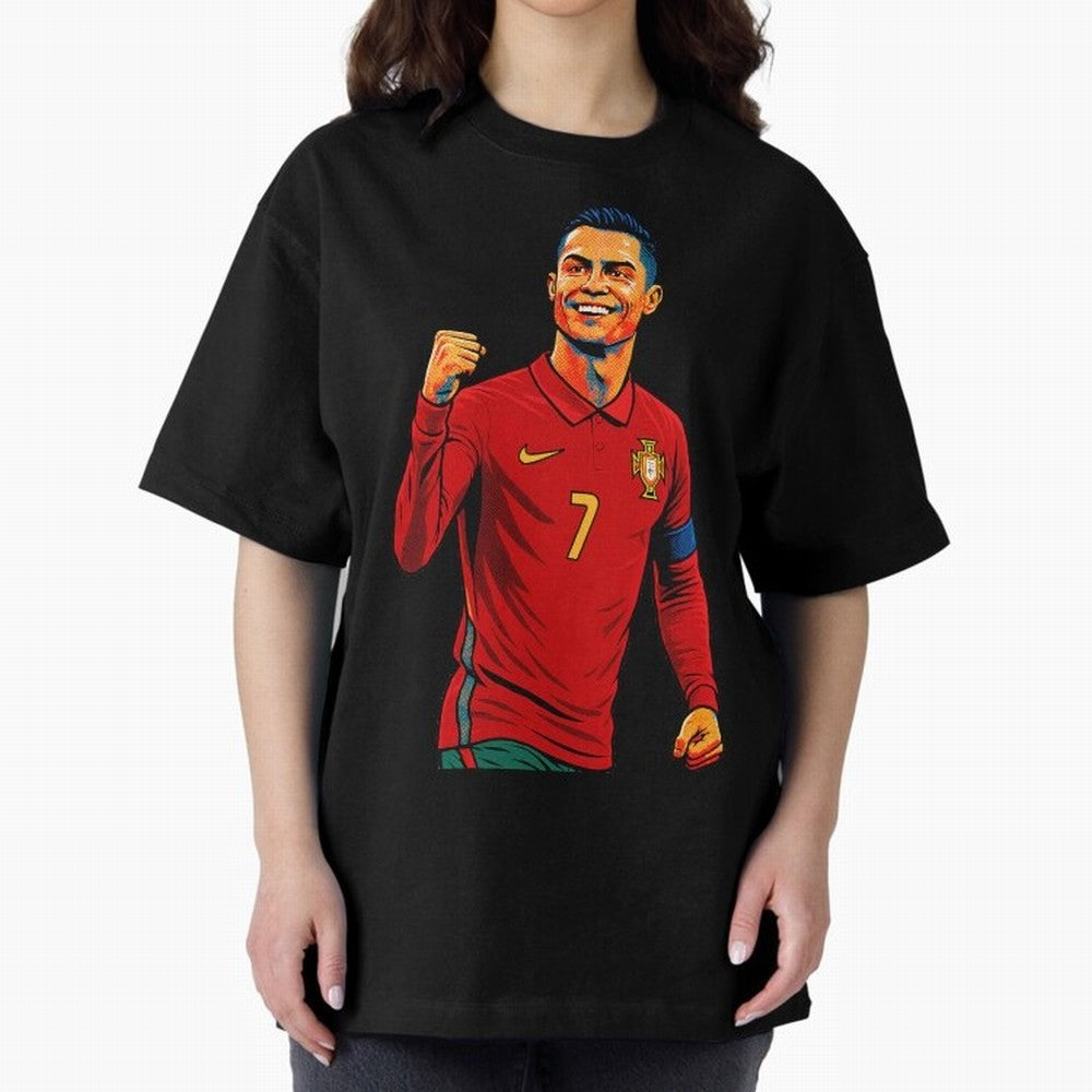 Cristiano Ronaldo Goal Pop Art Oversized T-Shirt Make the Season About the FIFA World Cup 2026 Journey through Neymar, Haaland and Cristiano Ronaldo Highlights, France and Portugal Pride, Football Passion, Legendary Performances, Festival Vibes and