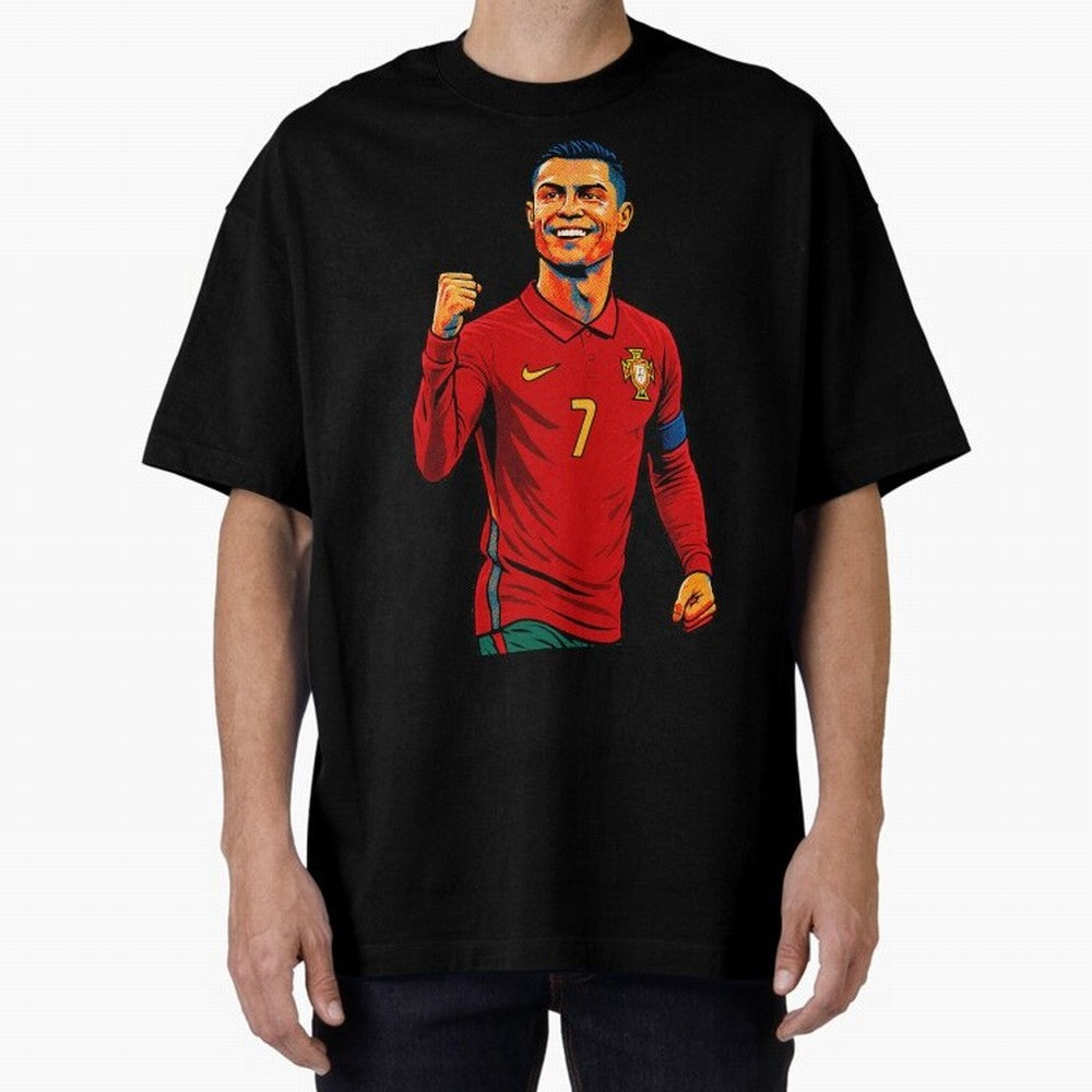Cristiano Ronaldo Goal Pop Art Oversized T-Shirt Make the Season About the FIFA World Cup 2026 Journey through Neymar, Haaland and Cristiano Ronaldo Highlights, France and Portugal Pride, Football Passion, Legendary Performances, Festival Vibes and