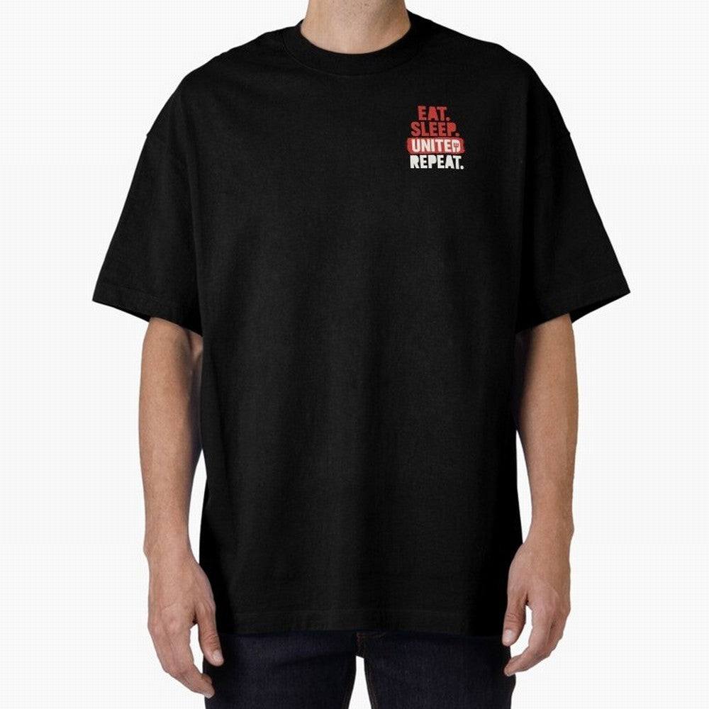 Eat Sleep United Repeat Oversized T-Shirt Spotlight Global Football Passion for FIFA World Cup 2026 USA Canada Mexico, Centered on Haaland, Argentina, France and Brazil, Football Passion, Legendary Performances, Festival Vibes and Supporter