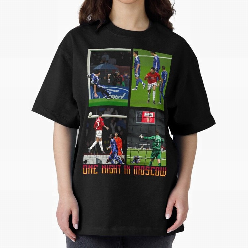 One Night in Moscow ¨C Manchester United 2008 Champions League Glory Artwork Oversized T-Shirt Bring Champion Energy into FIFA World Cup 2026 USA Canada Mexico for Fans of Cristiano Ronaldo and Argentina, Bringing Championship Spirit, Famous Goals,