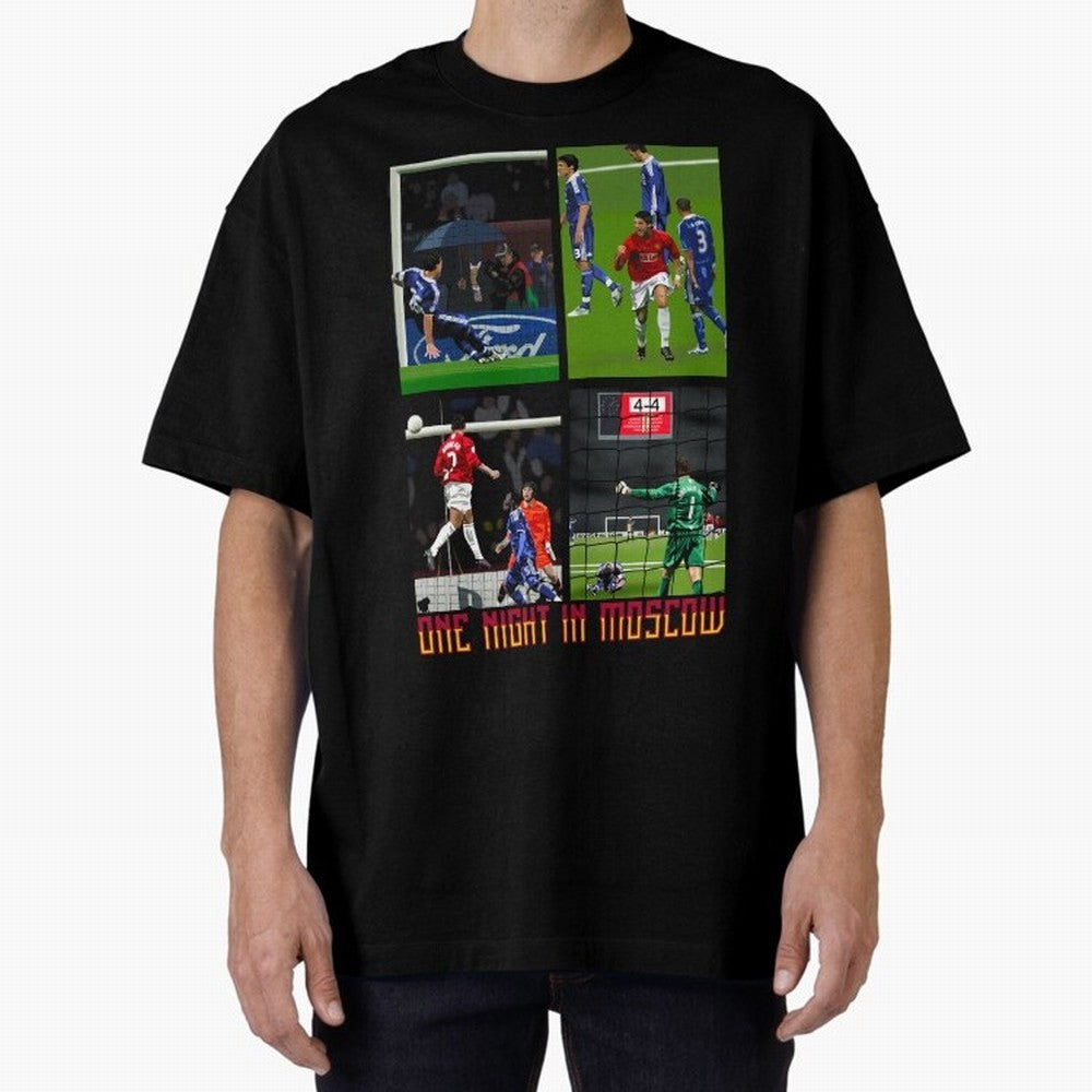 One Night in Moscow ¨C Manchester United 2008 Champions League Glory Artwork Oversized T-Shirt Bring Champion Energy into FIFA World Cup 2026 USA Canada Mexico for Fans of Cristiano Ronaldo and Argentina, Bringing Championship Spirit, Famous Goals,