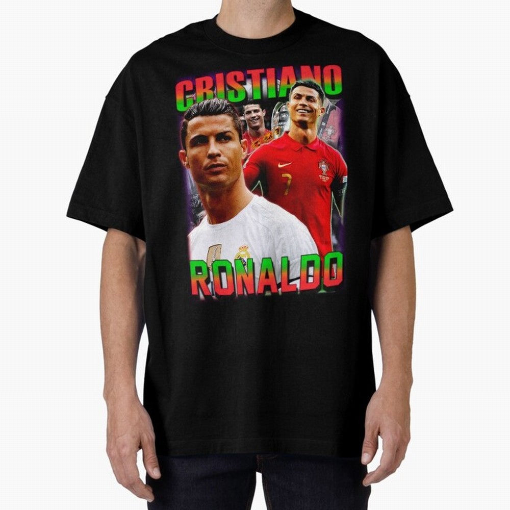 Cristiano Ronaldo Graphic Oversized T-Shirt Capture Stadium Memories from Global Football Passion for FIFA World Cup 2026, Capturing Messi and Cristiano Ronaldo, Argentina, Worldwide Fan Energy, Dramatic Goals, Stadium Lights and Championship