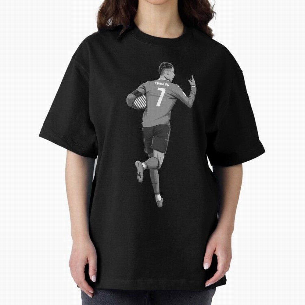 Cristiano Ronaldo Black and White Version Oversized T-Shirt Enjoy Global Football Passion for FIFA World Cup 2026, Celebrating Messi, England, Supporter Pride, Iconic Celebrations, Legendary Names and Global Match Day Energy; Perfect for Fans,