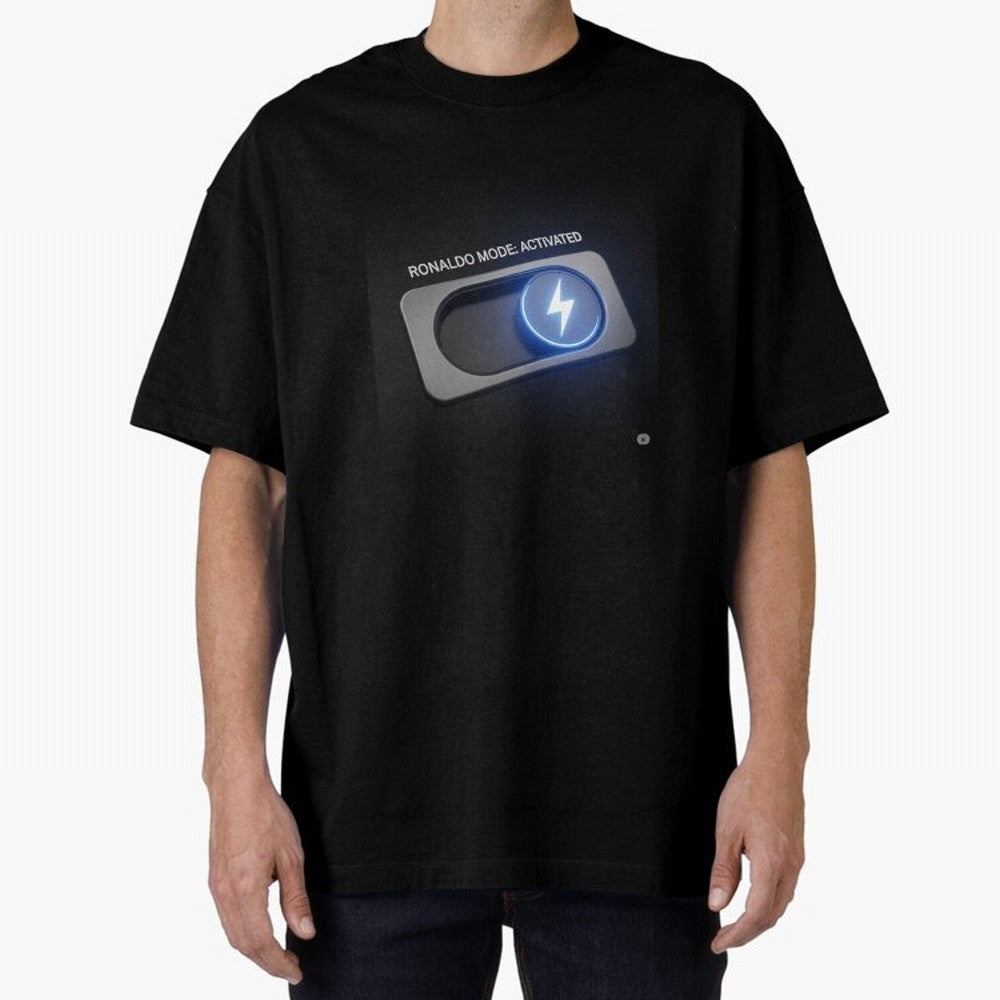 Ronaldo Mode: Activated ¨C Power Switch Football Art Oversized T-Shirt Celebrate National Team Dreams in FIFA World Cup 2026 Spirit, Made for England and Germany, Mbappe and Neymar, Vintage Soccer Flavor, Modern Football Stars, National Flags and
