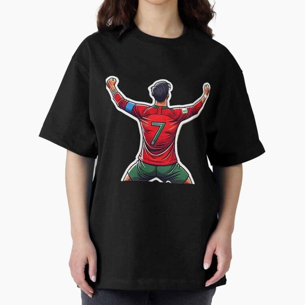 Ronaldo 7 Oversized T-Shirt Carry the Dream of FIFA World Cup 2026 for Fans of Messi and France and Portugal, Bringing Retro Football Energy, Iconic Rivalries, Trophy Chase Drama and Stadium Atmosphere; Great for Supporters Who Love Legendary
