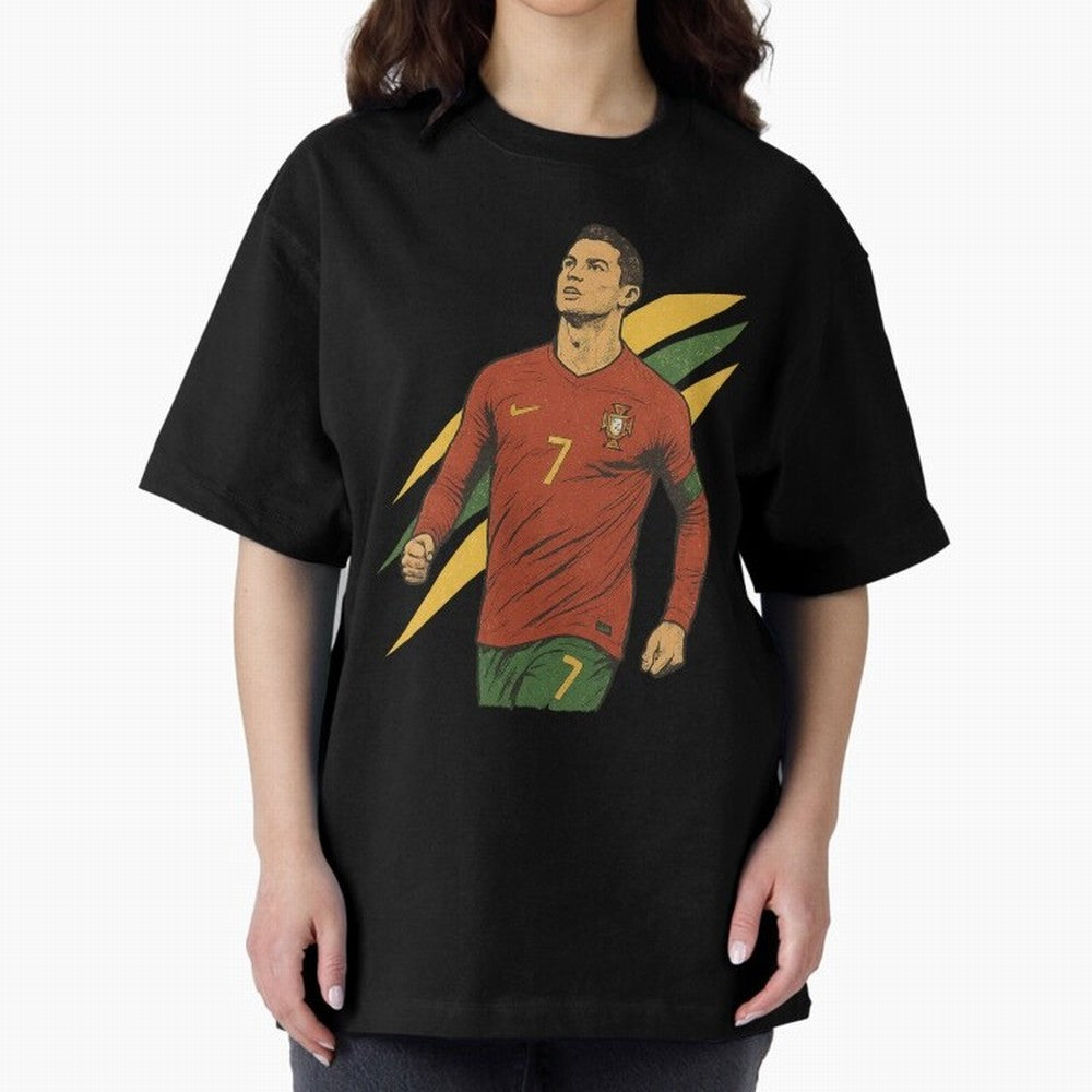 Cristiano Ronaldo Retro Portugal Football Art ¨C Vintage Supporter Design Oversized T-Shirt Bring Match Day Fire to the FIFA World Cup 2026 USA Canada Mexico Journey through Haaland and Mbappe Highlights, Germany Pride, Football History, Final