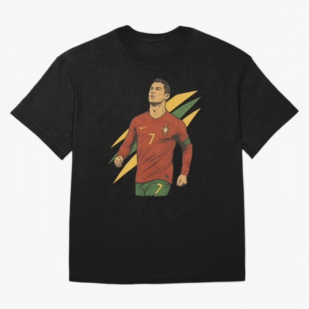 Cristiano Ronaldo Retro Portugal Football Art ¨C Vintage Supporter Design Oversized T-Shirt Bring Match Day Fire to the FIFA World Cup 2026 USA Canada Mexico Journey through Haaland and Mbappe Highlights, Germany Pride, Football History, Final