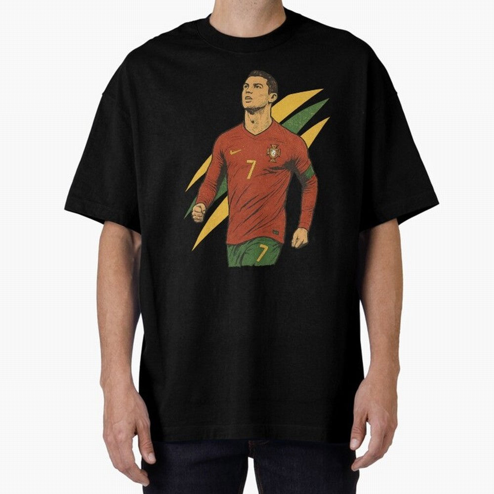 Cristiano Ronaldo Retro Portugal Football Art ¨C Vintage Supporter Design Oversized T-Shirt Bring Match Day Fire to the FIFA World Cup 2026 USA Canada Mexico Journey through Haaland and Mbappe Highlights, Germany Pride, Football History, Final